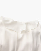 Pearl Button Ruffle Midi Dress