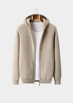 NOBA WOOL RIBBED ZIPPER HOODIE