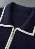 NOBA WOOL TWO-TONE POLO CARDIGAN