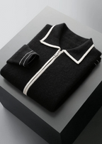 NOBA WOOL TWO-TONE POLO CARDIGAN