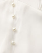 Pearl Button Ruffle Midi Dress